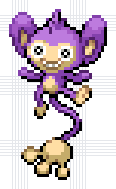 Aipom Pixel Art Grid