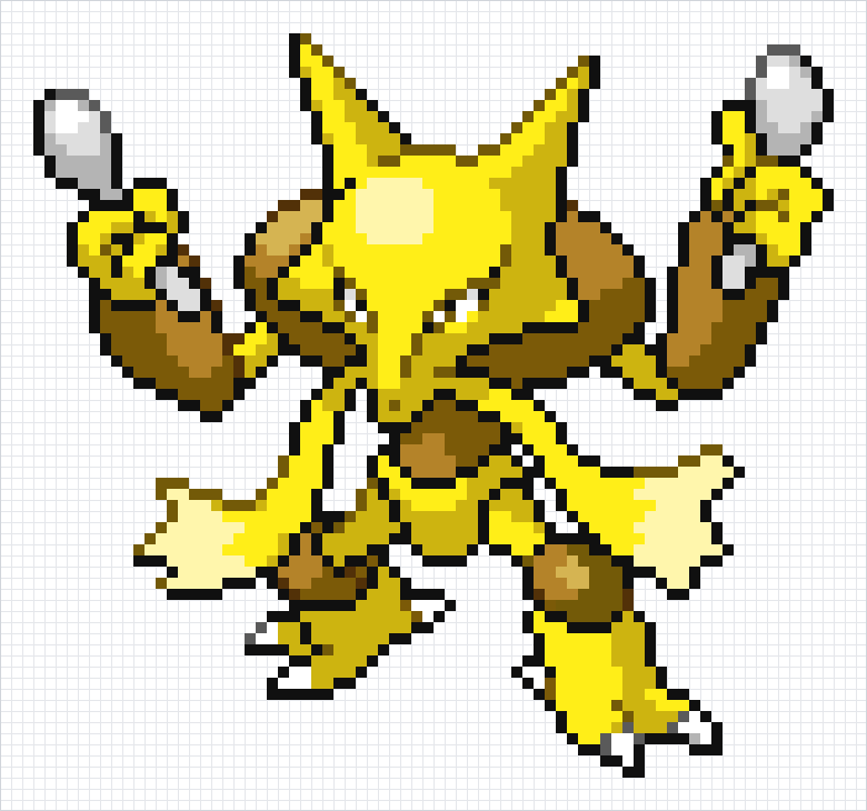 Alakazam Pixel Art Grid