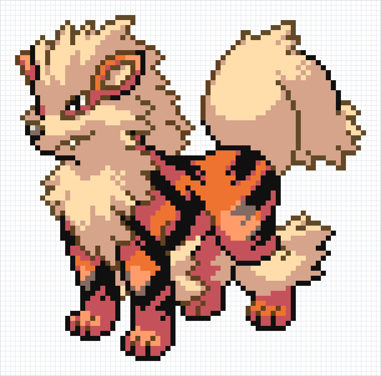 Arcanine Pixel Art Grid