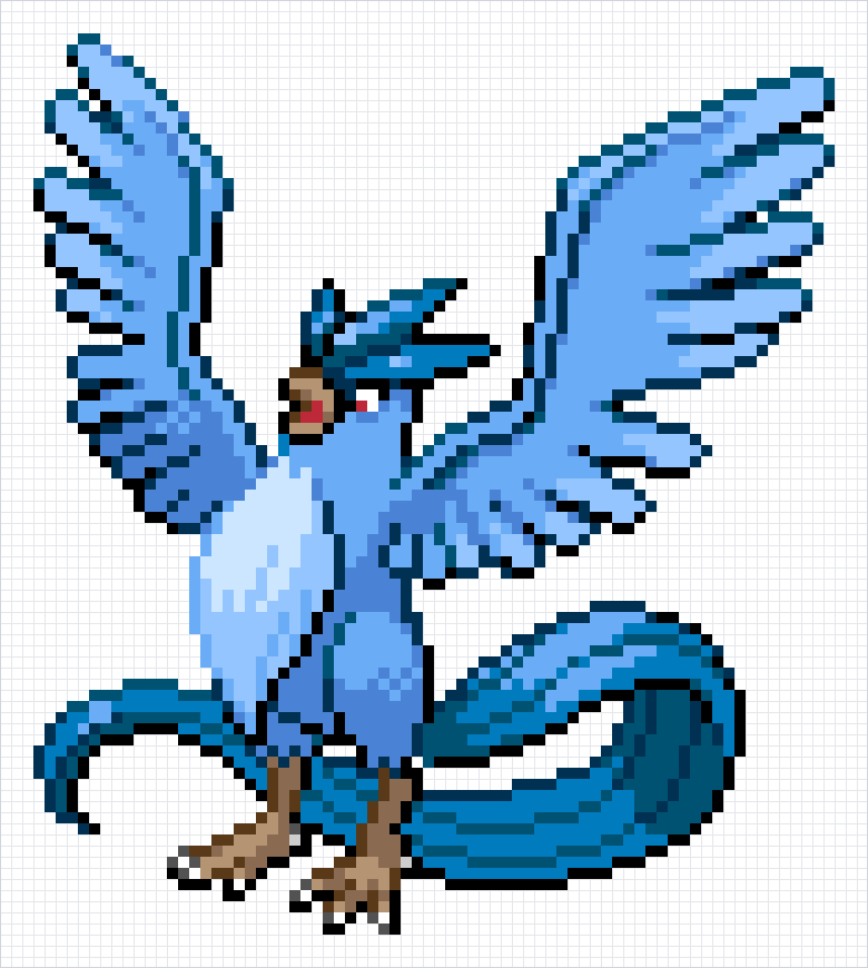 Articuno Pixel Art Grid