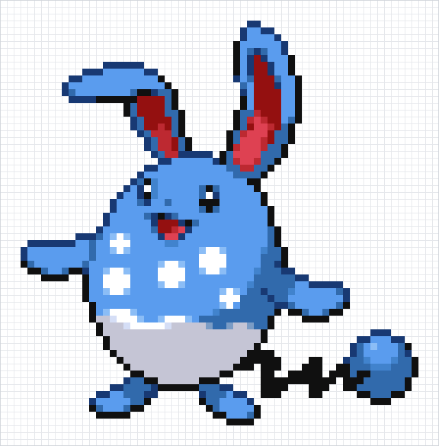 Azumarill Pixel Art Grid