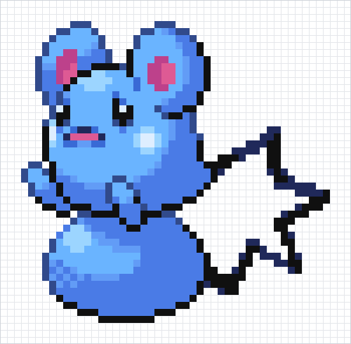 Azurill Pixel Art Grid