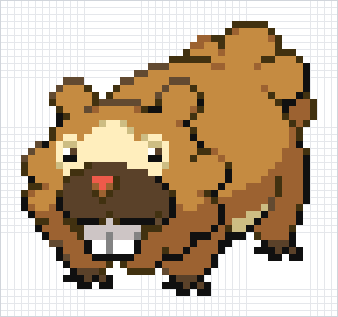 Bidoof Pixel Art Grid