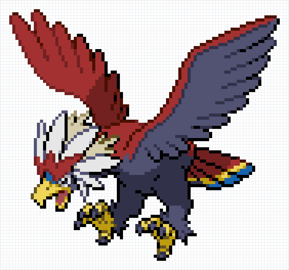 Braviary Pixel Art Grid