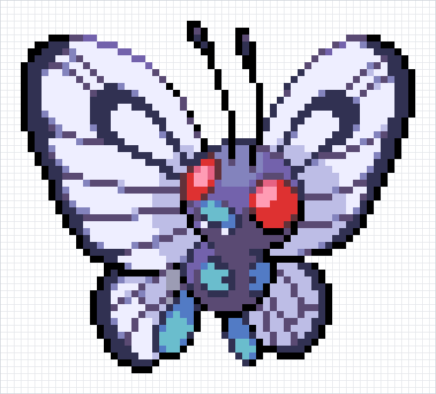 Butterfree Pixel Art Grid