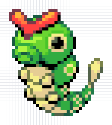 Caterpie Pixel Art Grid