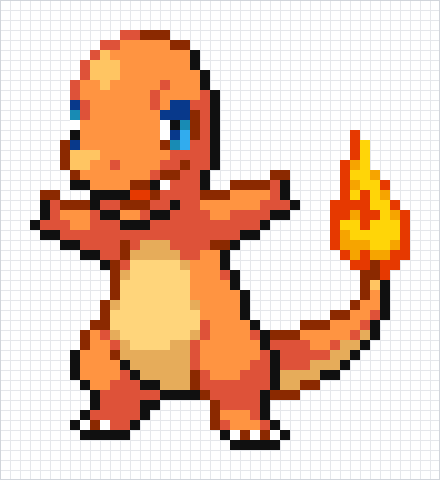 Charmander Pixel Art Grid