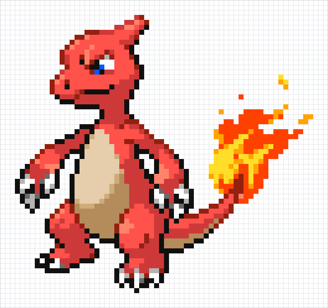 Charmeleon Pixel Art Grid