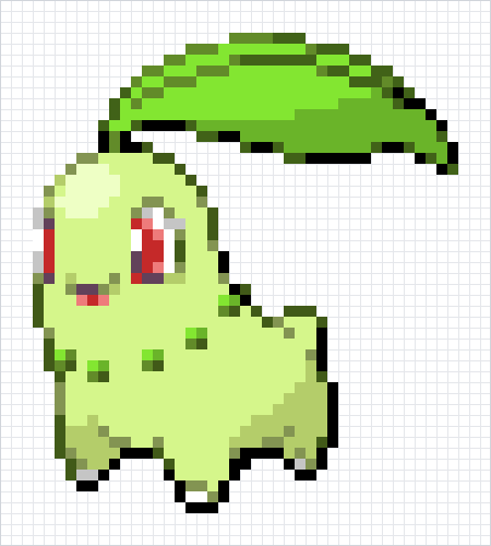 Chikorita Pixel Art Grid