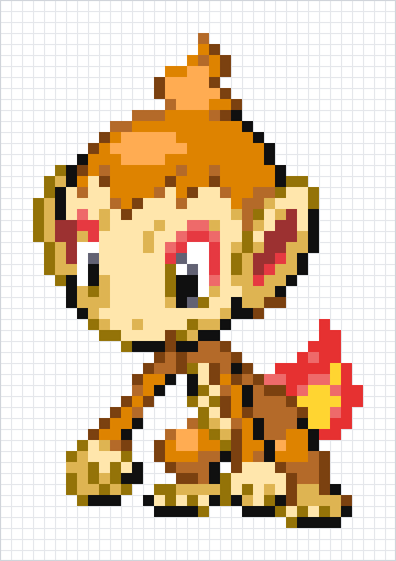 Chimchar Pixel Art Grid