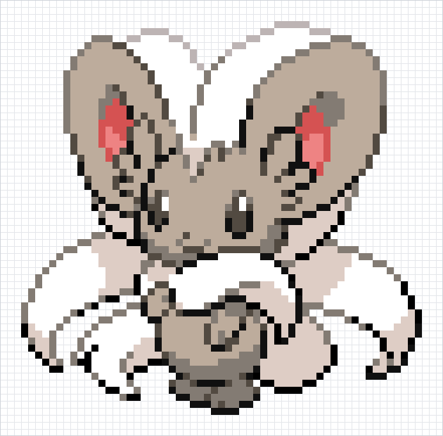 Cinccino Pixel Art Grid