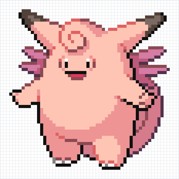 Clefable Pixel Art Grid