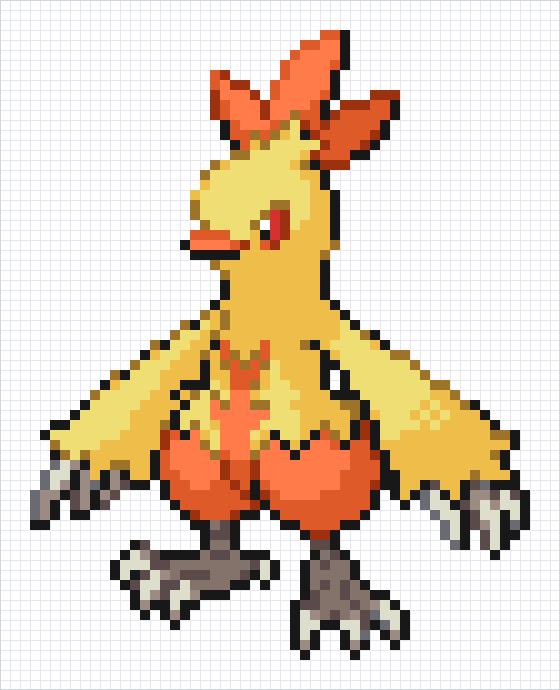 Combusken Pixel Art Grid