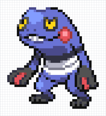 Croagunk Pixel Art Grid