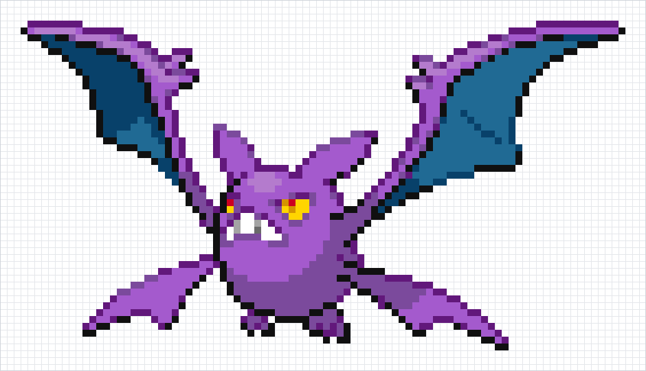 Crobat Pixel Art Grid