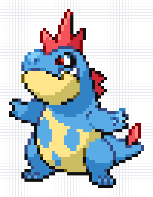 Croconaw Pixel Art Grid