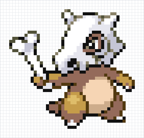 Cubone Pixel Art Grid