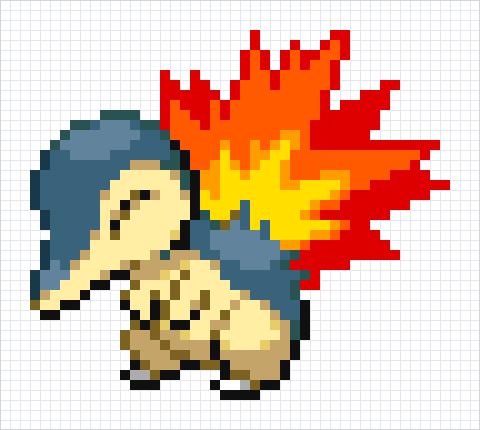 Cyndaquil Pixel Art Grid