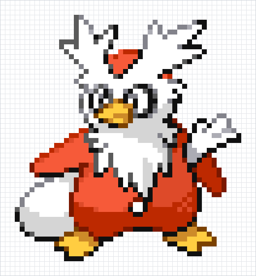 Delibird Pixel Art Grid