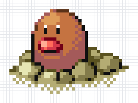 Diglett Pixel Art Grid