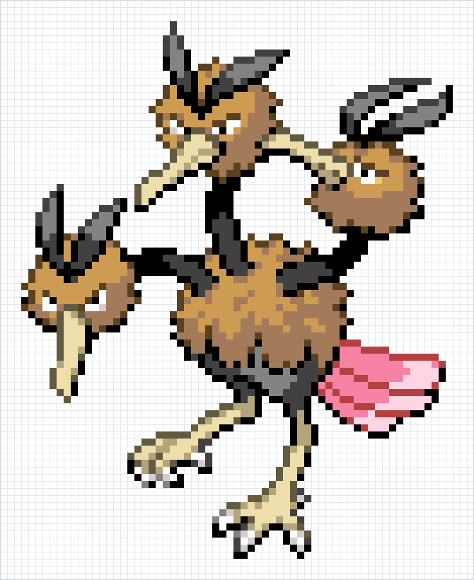 Dodrio Pixel Art Grid