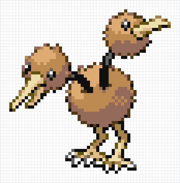 Doduo Pixel Art Grid