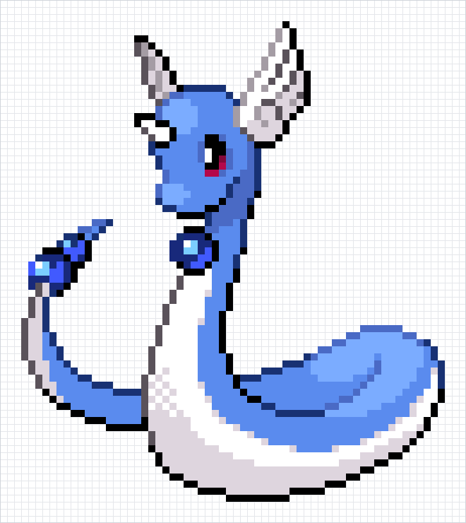 Dragonair Pixel Art Grid