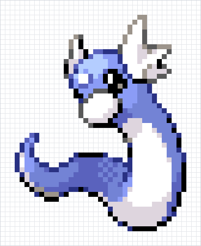 Dratini Pixel Art Grid