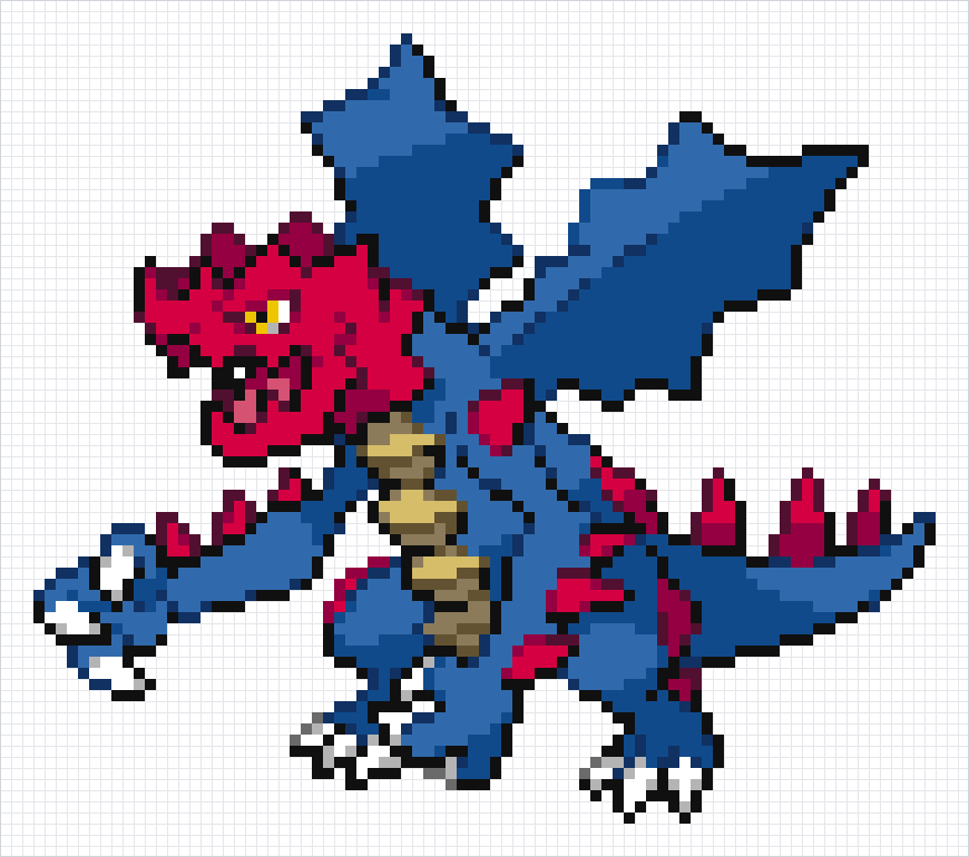 Druddigon Pixel Art Grid