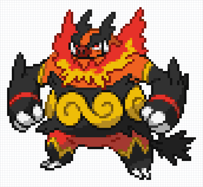 Emboar Pixel Art Grid