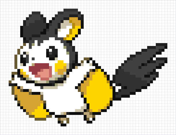 Emolga Pixel Art Grid