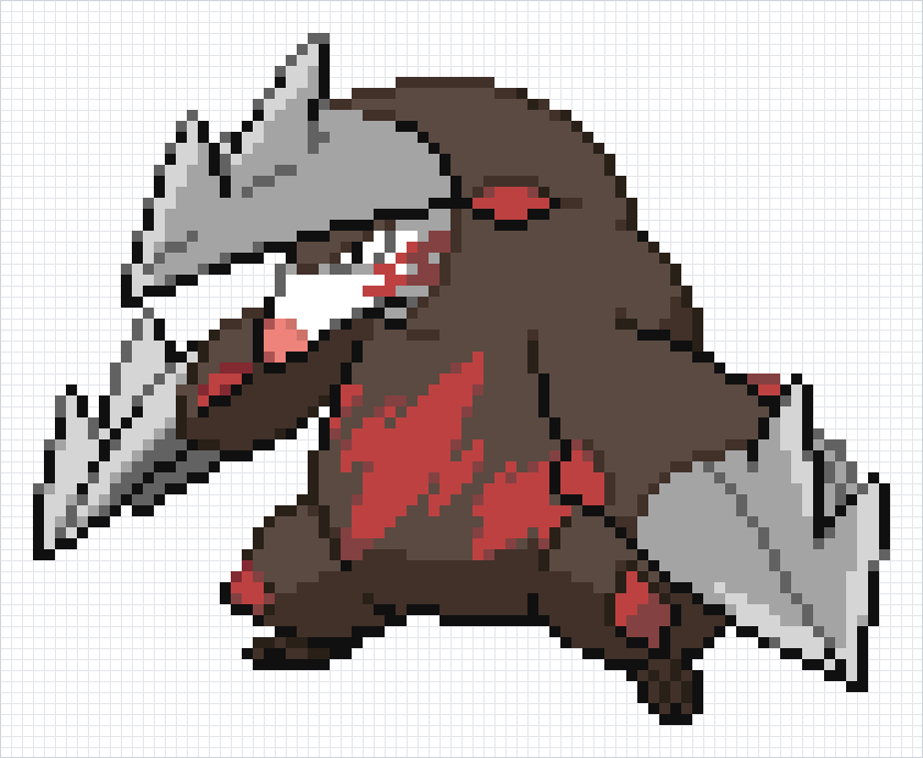 Excadrill Pixel Art Grid