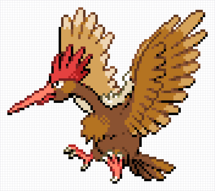 Fearow Pixel Art Grid