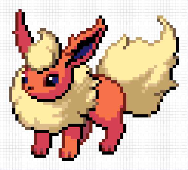 Flareon Pixel Art Grid