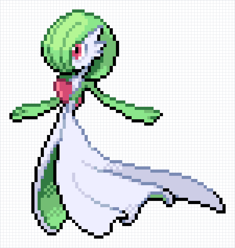 Gardevoir Pixel Art Grid