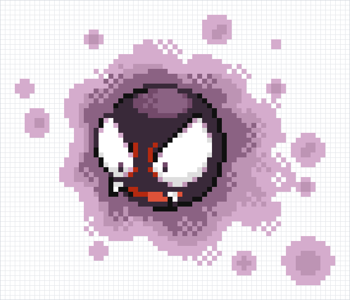 Gastly Pixel Art Grid