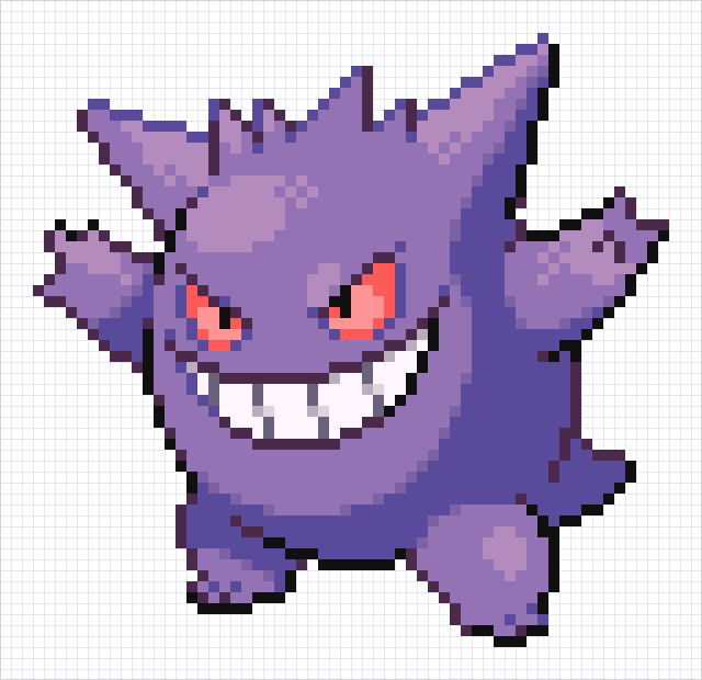 Gengar Pixel Art Grid