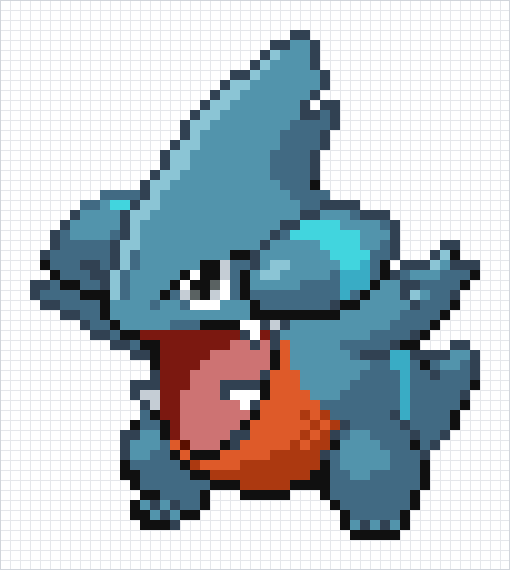 Gible Pixel Art Grid