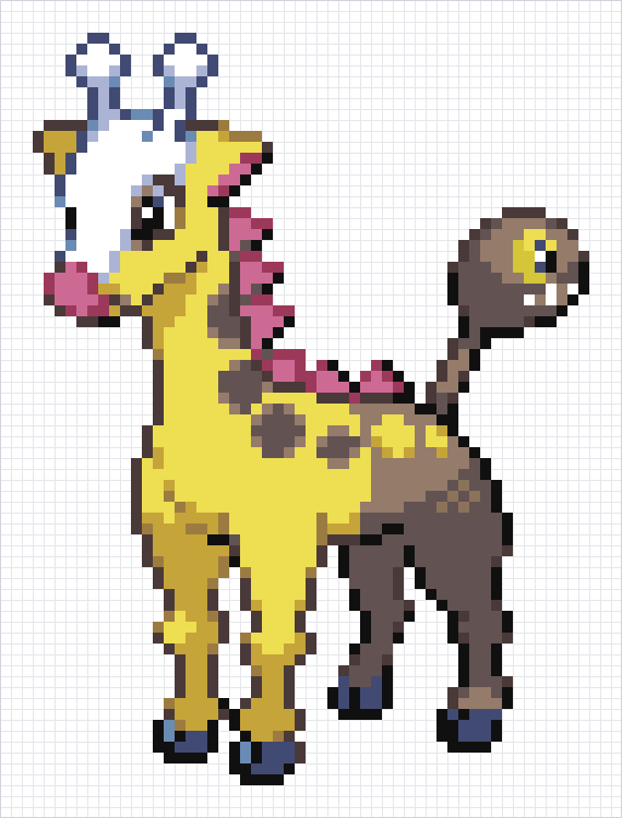 Girafarig Pixel Art Grid