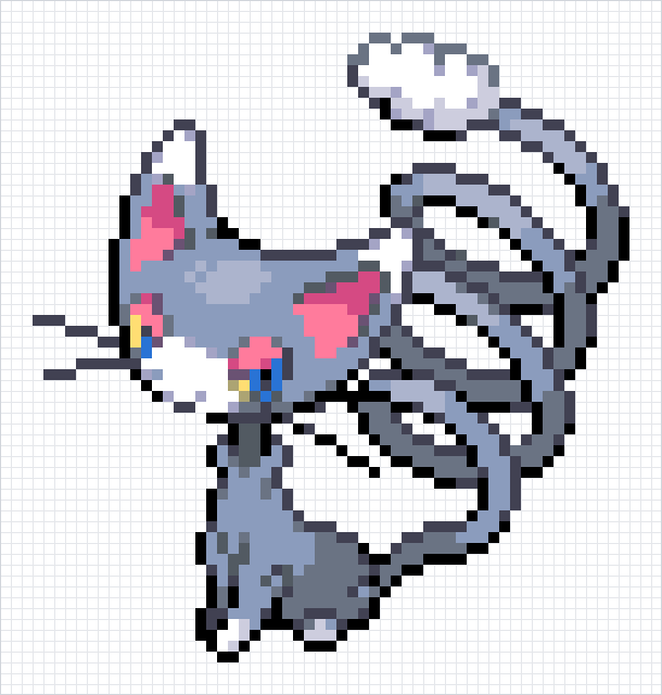 Glameow Pixel Art Grid