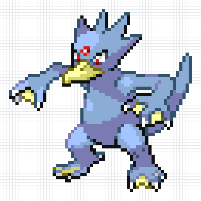 Golduck Pixel Art Grid