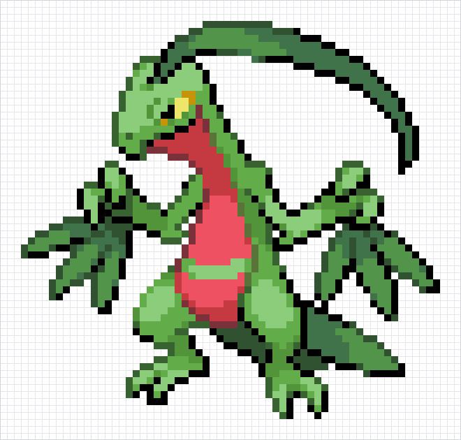 Grovyle Pixel Art Grid