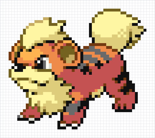 Growlithe Pixel Art Grid