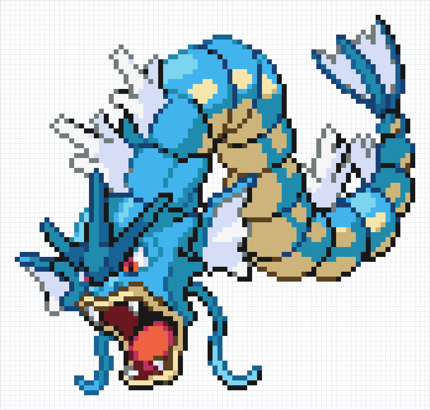 Gyarados Pixel Art Grid