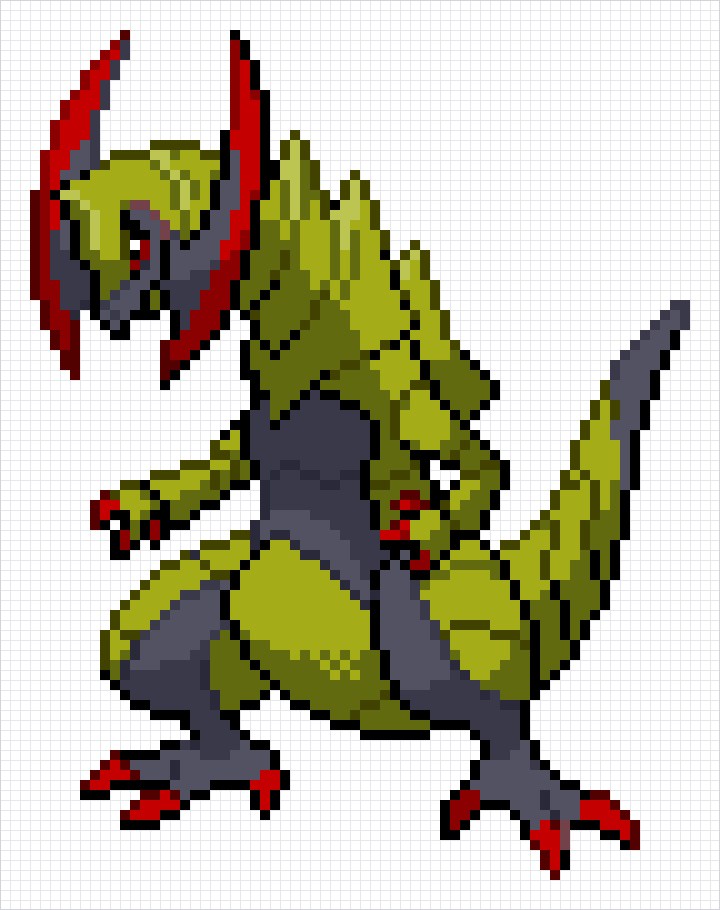 Haxorus Pixel Art Grid