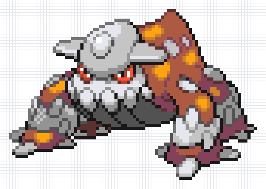 Heatran Pixel Art Grid