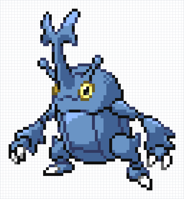 Heracross Pixel Art Grid