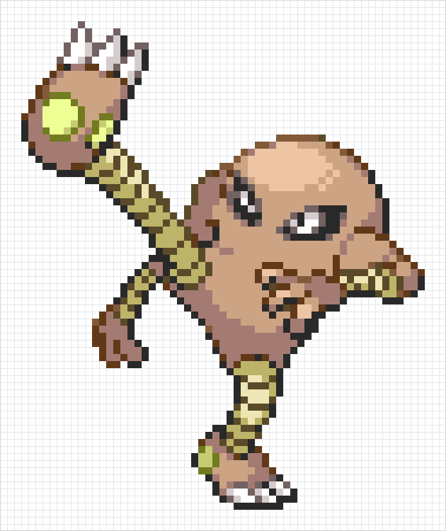 Hitmonlee Pixel Art Grid