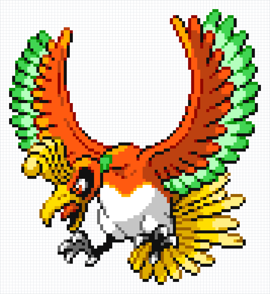 Ho-oh Pixel Art Grid