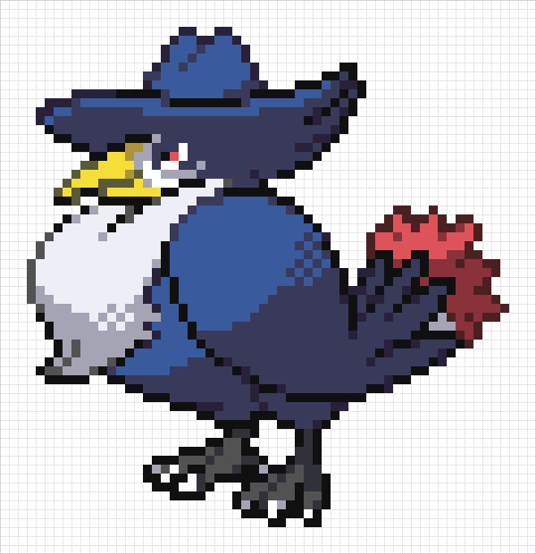 Honchkrow Pixel Art Grid